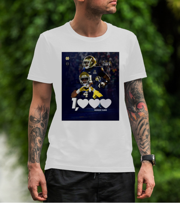 Notre Dame Fighting Irish Jeremiyah Love 1000 Rushing Yards T-Shirt
