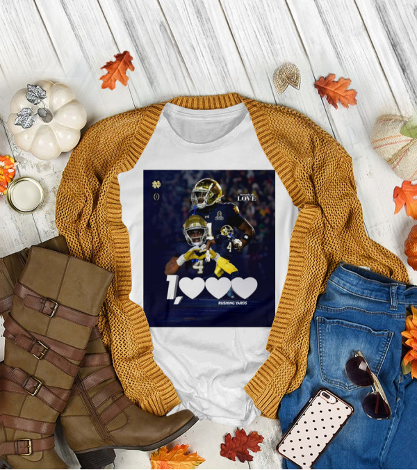 Notre Dame Fighting Irish Jeremiyah Love 1000 Rushing Yards T-Shirt