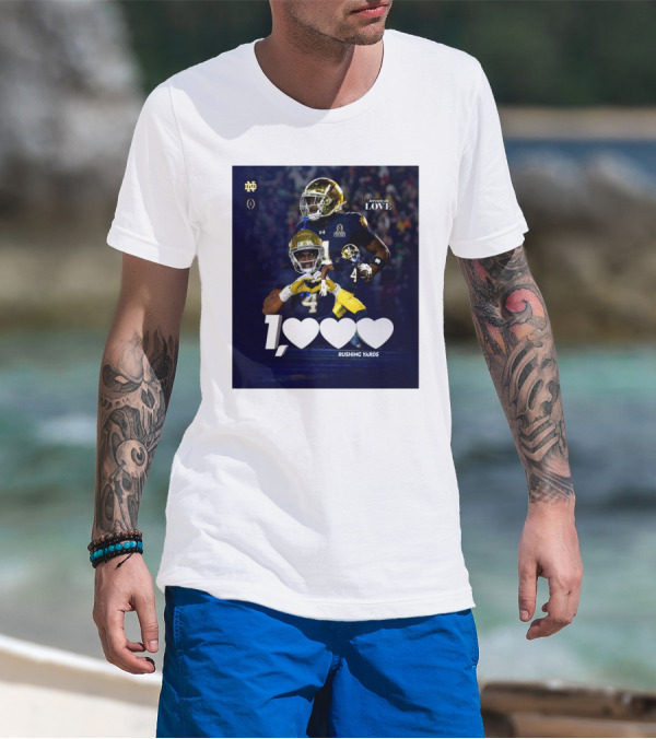 Notre Dame Fighting Irish Jeremiyah Love 1000 Rushing Yards T-Shirt