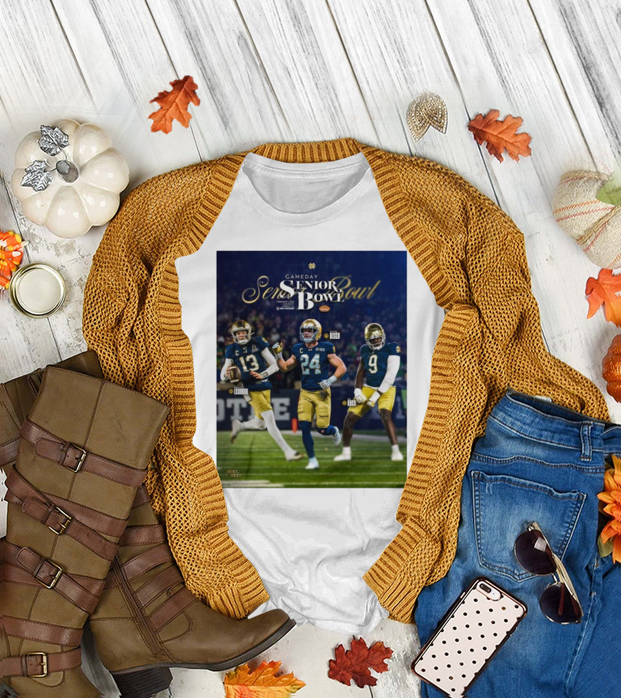 Gameday Senior Bowl February 2025 Notre Dame Fighting Irish Riley Leonard Jack Kiser RJ Oben T-Shirt