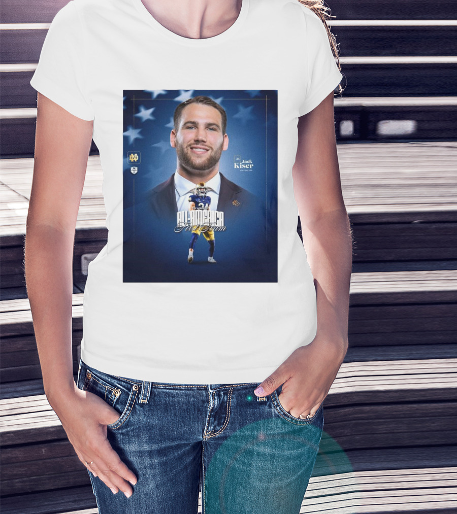 Notre Dame Football CSC Academic All-America First Team Jack Kiser Linebacker 24 Star Background T-Shirt