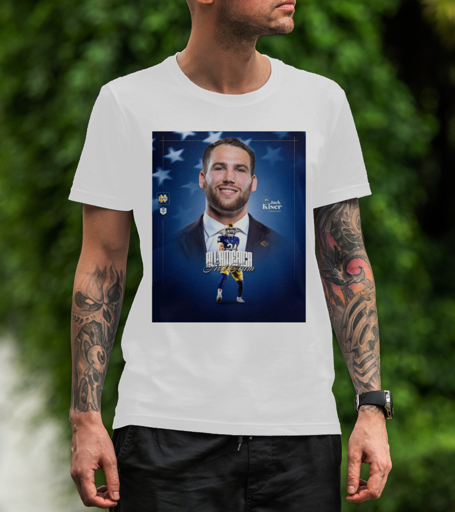 Notre Dame Football CSC Academic All-America First Team Jack Kiser Linebacker 24 Star Background T-Shirt