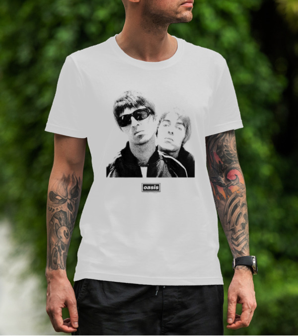 Oasis Boxed Web Exclusive Liam And Noel Gallagher Black And White T-Shirt
