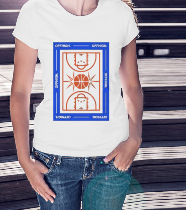 Offhigh Home White Basketball Court Blueprint T-Shirt