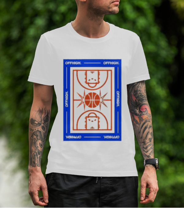 Offhigh Home White Basketball Court Blueprint T-Shirt