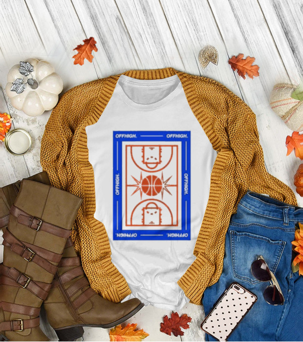 Offhigh Home White Basketball Court Blueprint T-Shirt