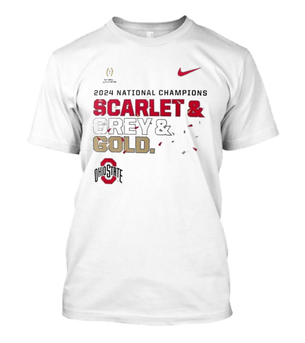 2024 National Champions Scarlet & Grey & Gold Ohio State Buckeyes Nike T-Shirt