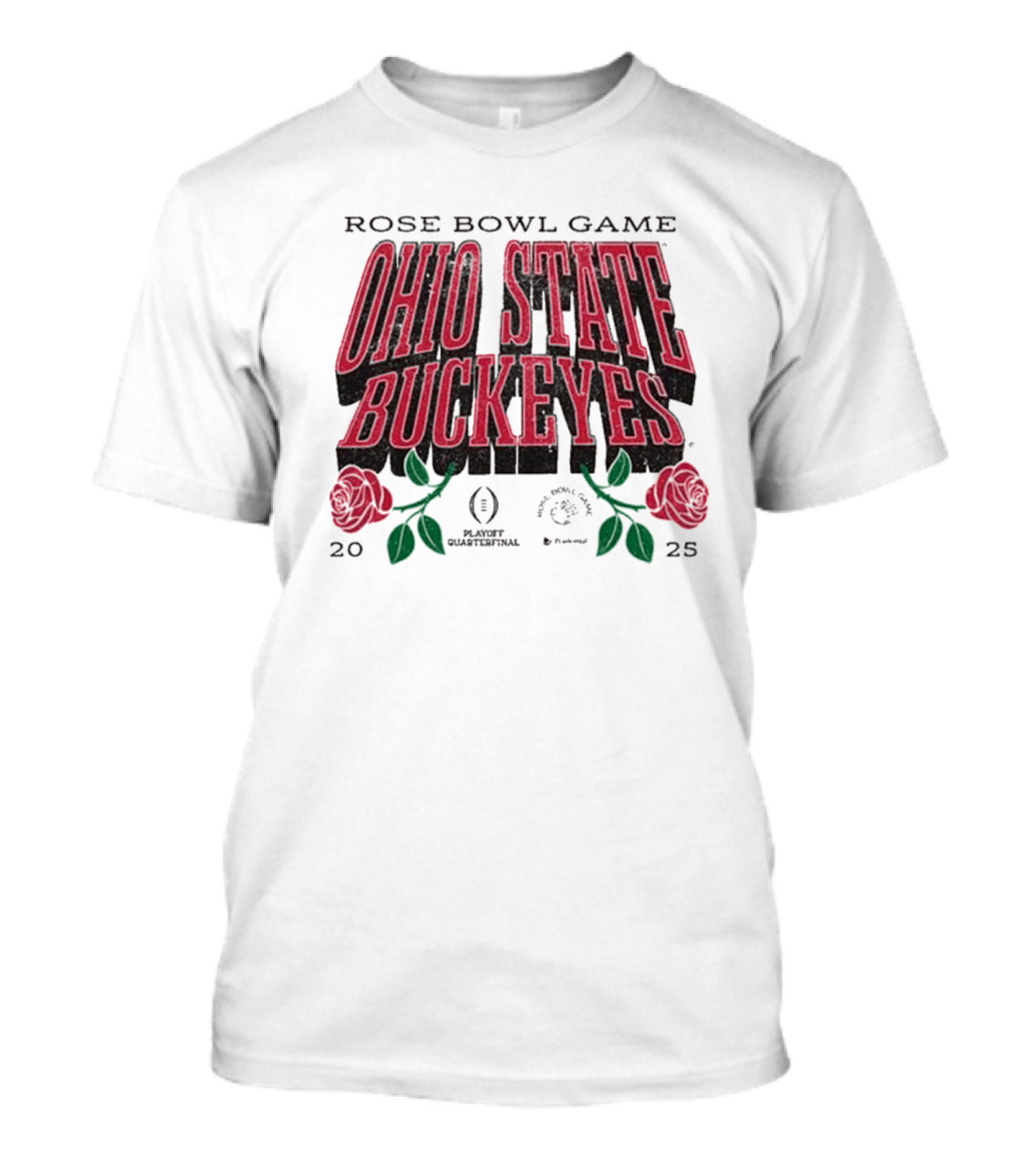 Ohio State Buckeyes Rose Bowl Game 2025 Playoff Quarterfinal Drop Shadow T-Shirt