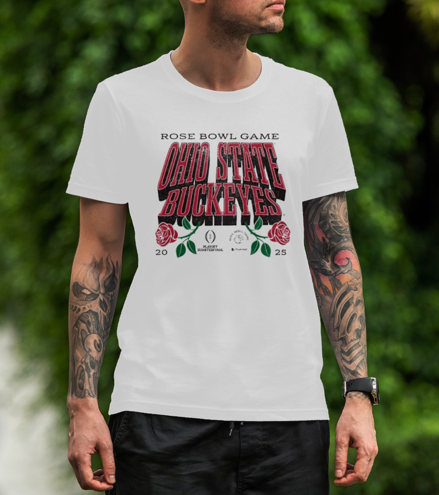 Ohio State Buckeyes Rose Bowl Game 2025 Playoff Quarterfinal Drop Shadow T-Shirt