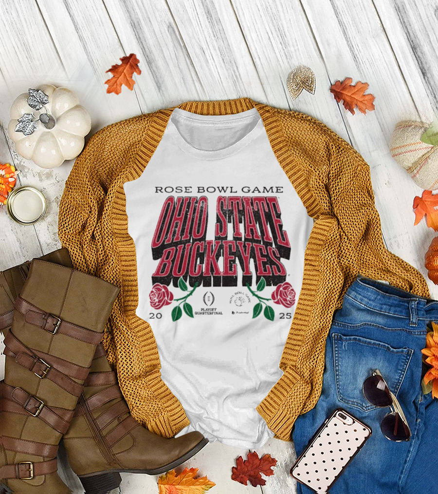 Ohio State Buckeyes Rose Bowl Game 2025 Playoff Quarterfinal Drop Shadow T-Shirt