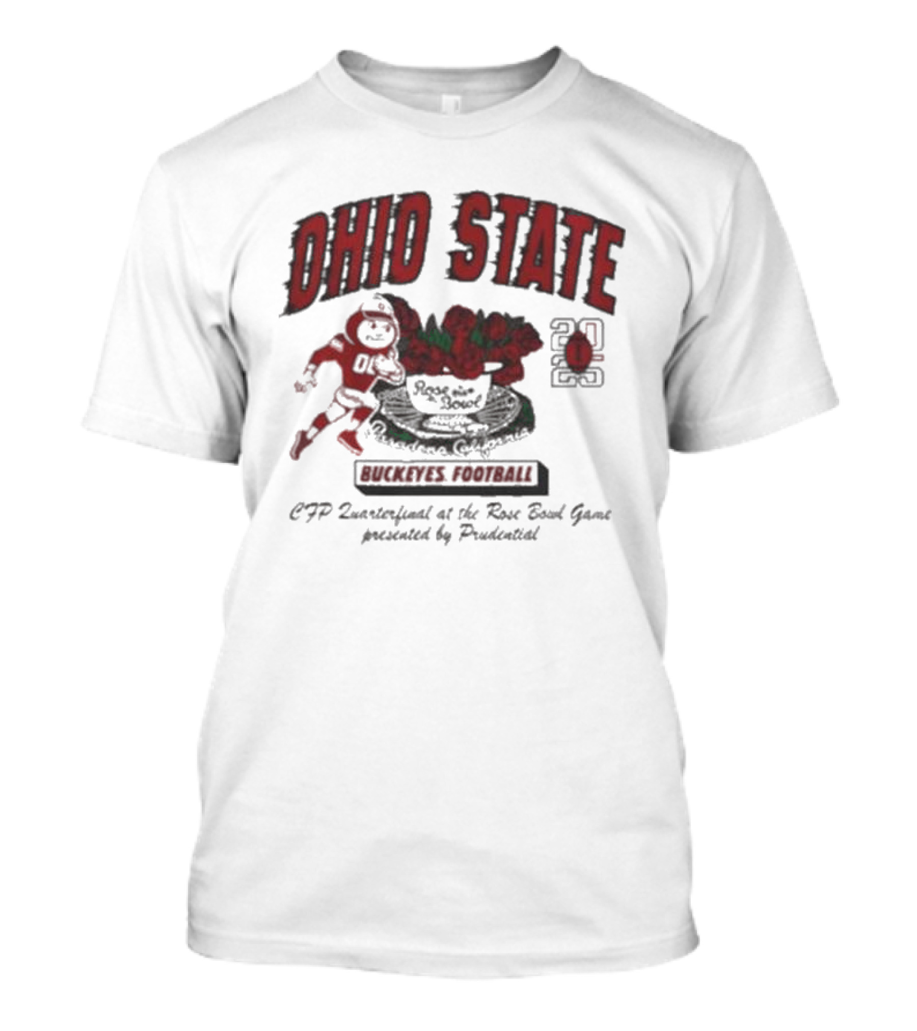 Ohio State Buckeyes Football CFP Rose Bowl Game 2025 Illustration T-Shirt