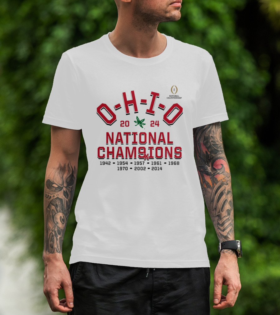 Ohio State Buckeyes 2024 College Football Playoff National Champions 9X Hometown 1942-2024 T-Shirt