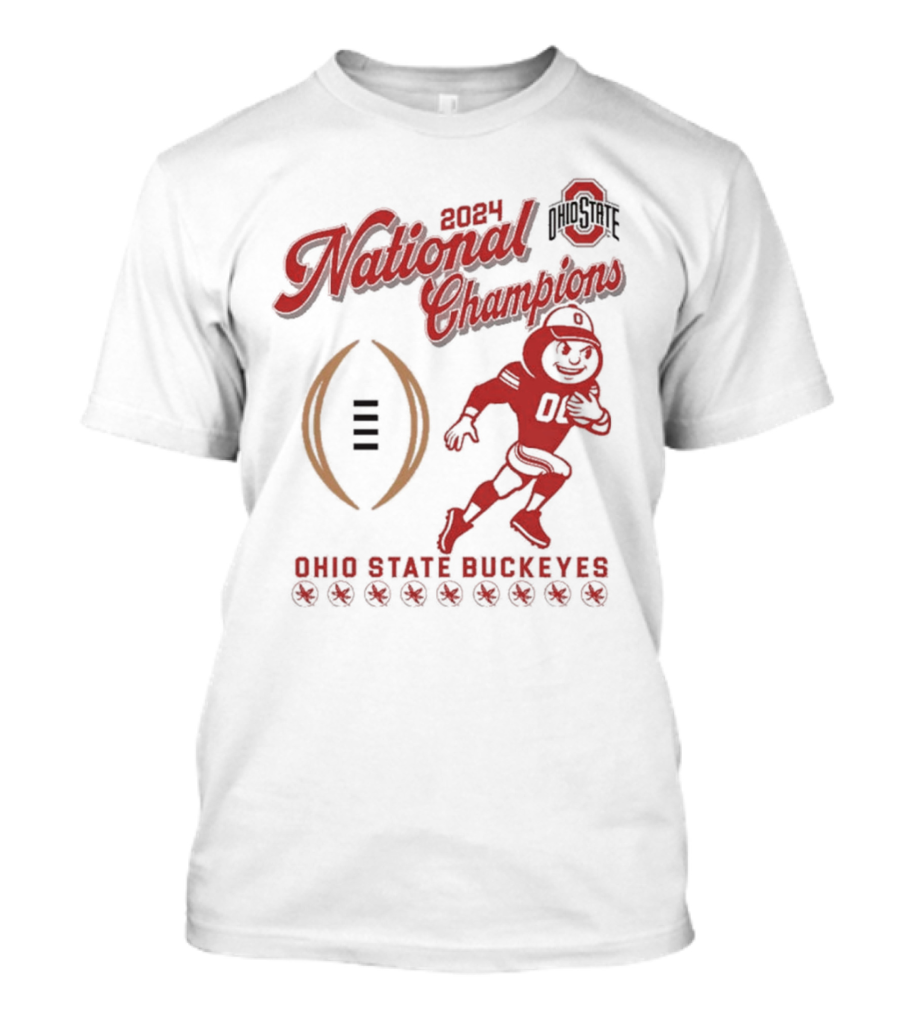 2024 National Champions Ohio State Buckeyes Football Playoff Mascot T-Shirt