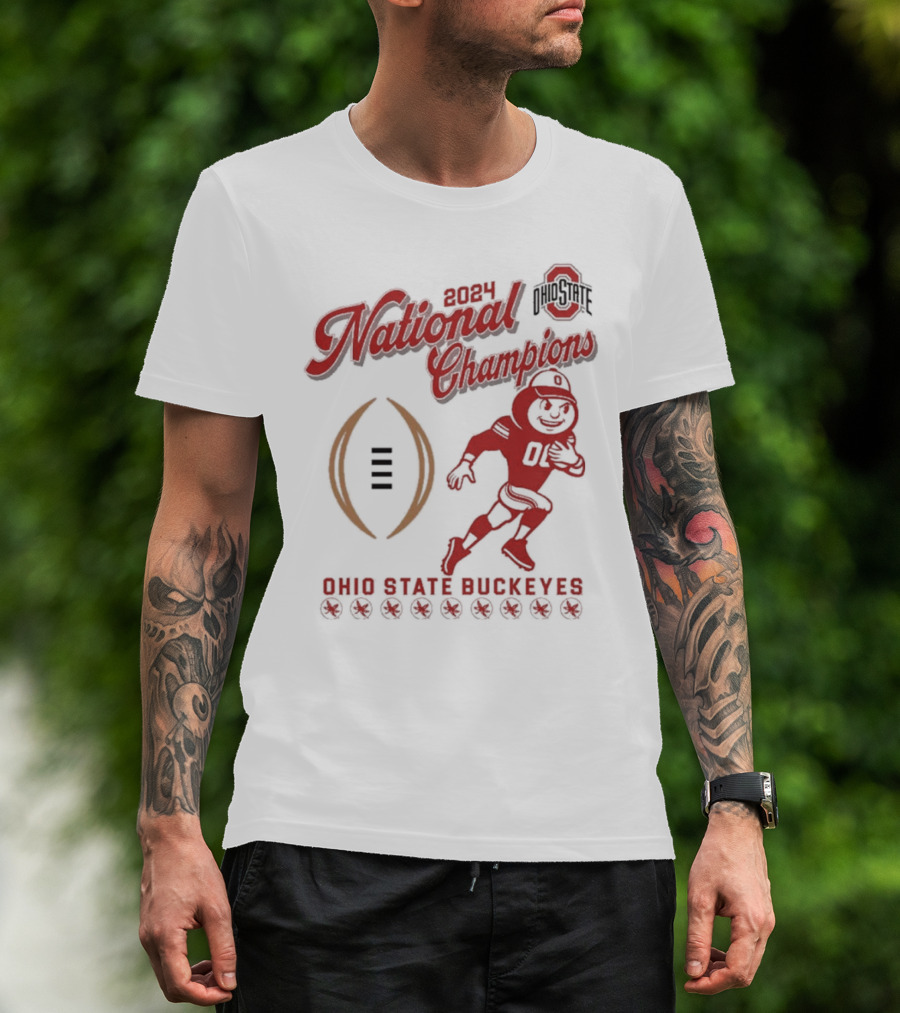 2024 National Champions Ohio State Buckeyes Football Playoff Mascot T-Shirt