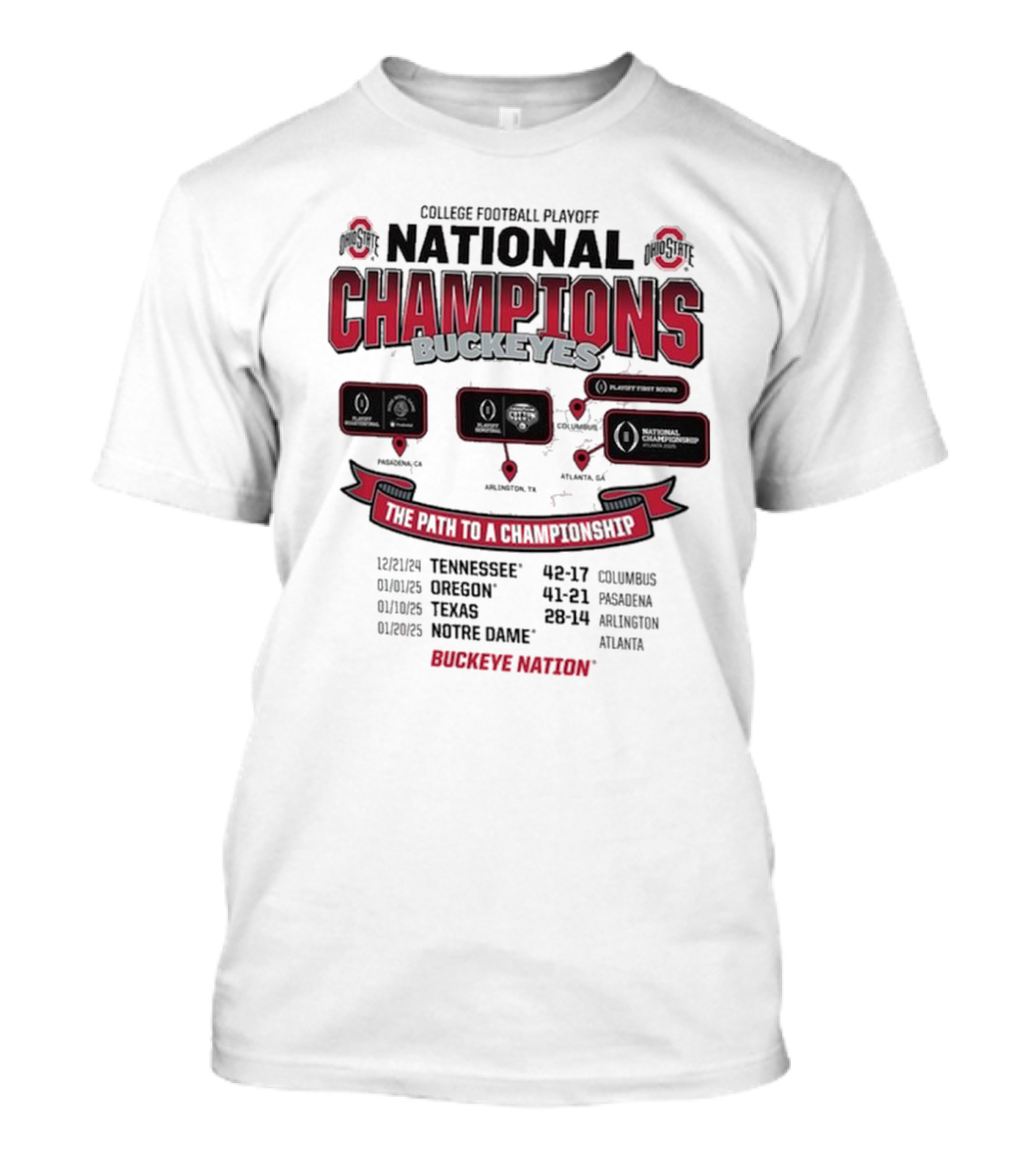 Ohio State Buckeyes 2024 National Champions The Path To A Championship Buckeye Nation T-Shirt