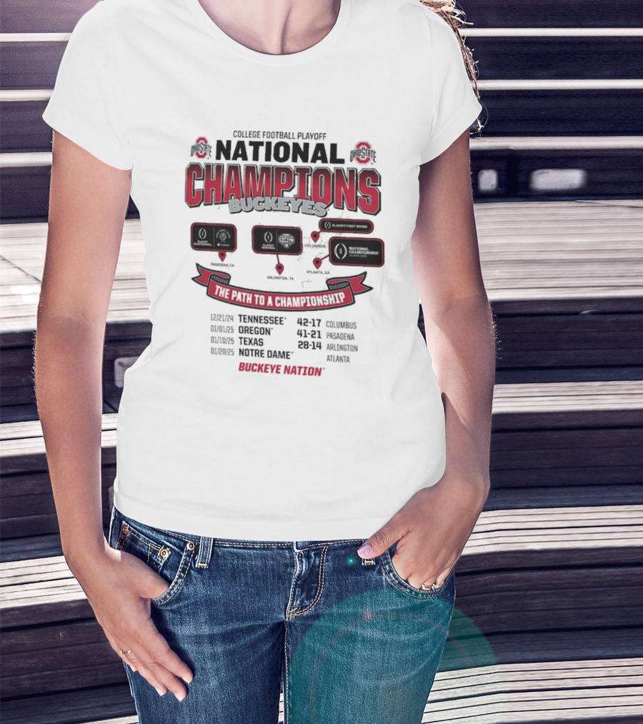 Ohio State Buckeyes 2024 National Champions The Path To A Championship Buckeye Nation T-Shirt