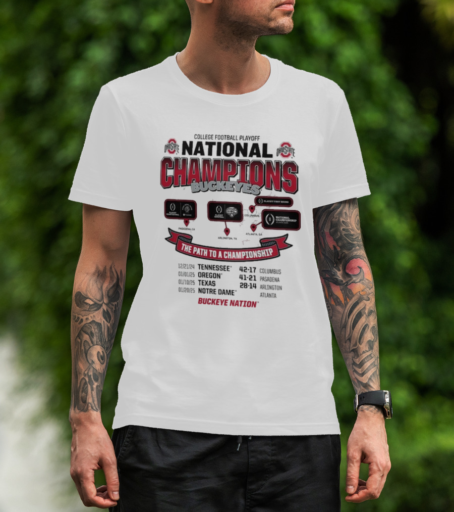 Ohio State Buckeyes 2024 National Champions The Path To A Championship Buckeye Nation T-Shirt