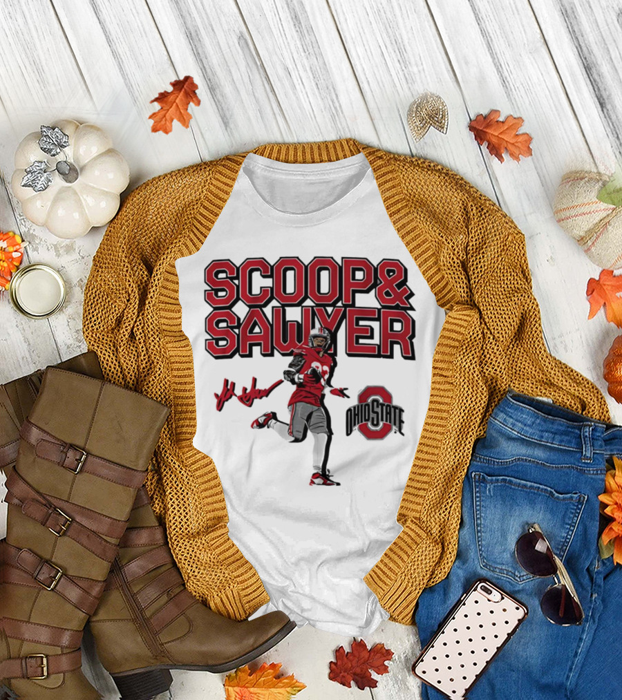Ohio State Scoop And Sawyer Jack Sawyer Signature Buckeyes Football T-Shirt