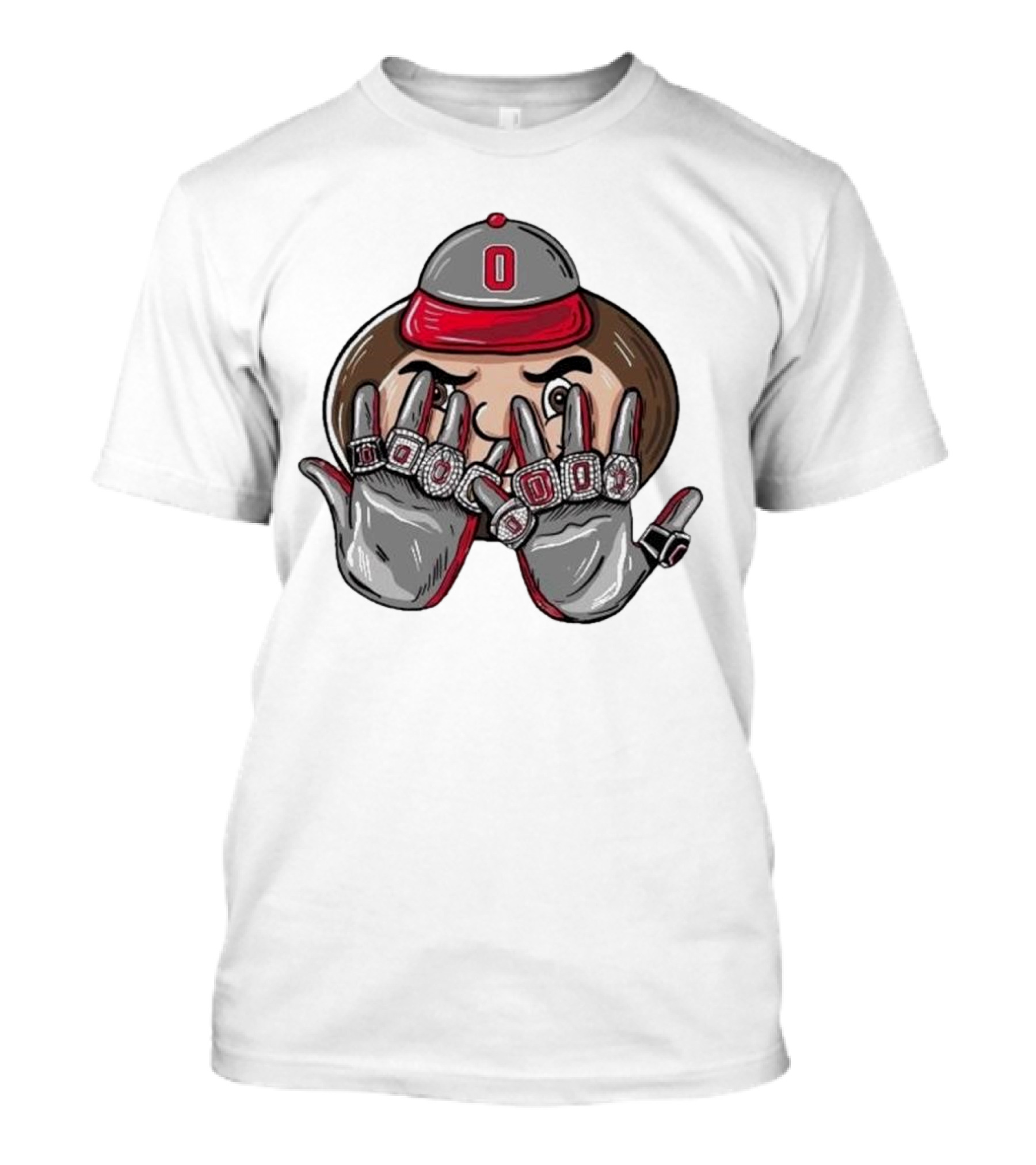 Ohio State Buckeyes National Champions 9 Rings Mascot College Football Playoff T-Shirt