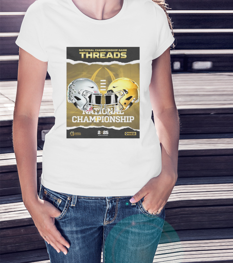 National Championship Game Threads Ohio State Buckeyes Vs Notre Dame Fighting Irish 2025 Bowl Season Helmet T-Shirt