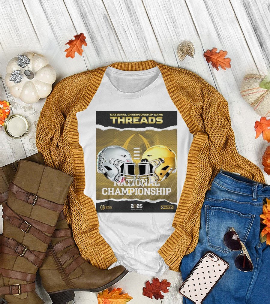 National Championship Game Threads Ohio State Buckeyes Vs Notre Dame Fighting Irish 2025 Bowl Season Helmet T-Shirt