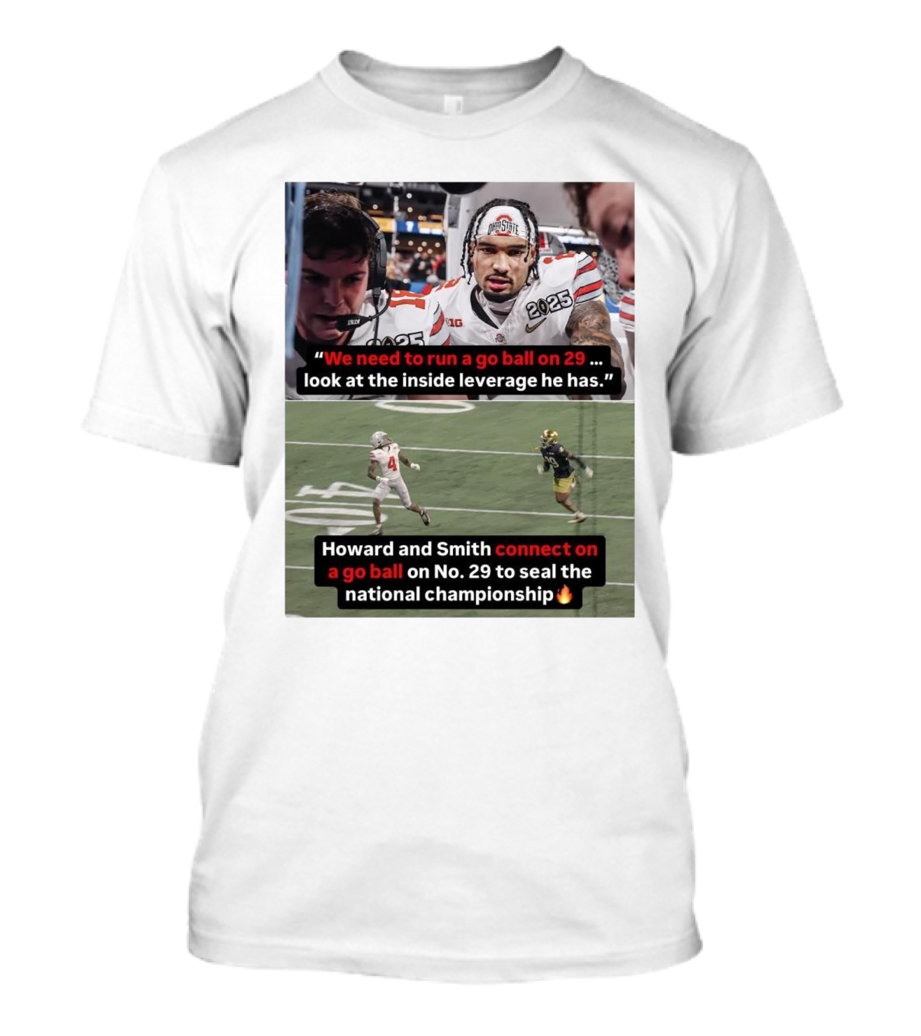 Ohio State Football Emeka Egbuka Strategy Howard And Smith Connect On Go Ball 29 National Championship T-Shirt