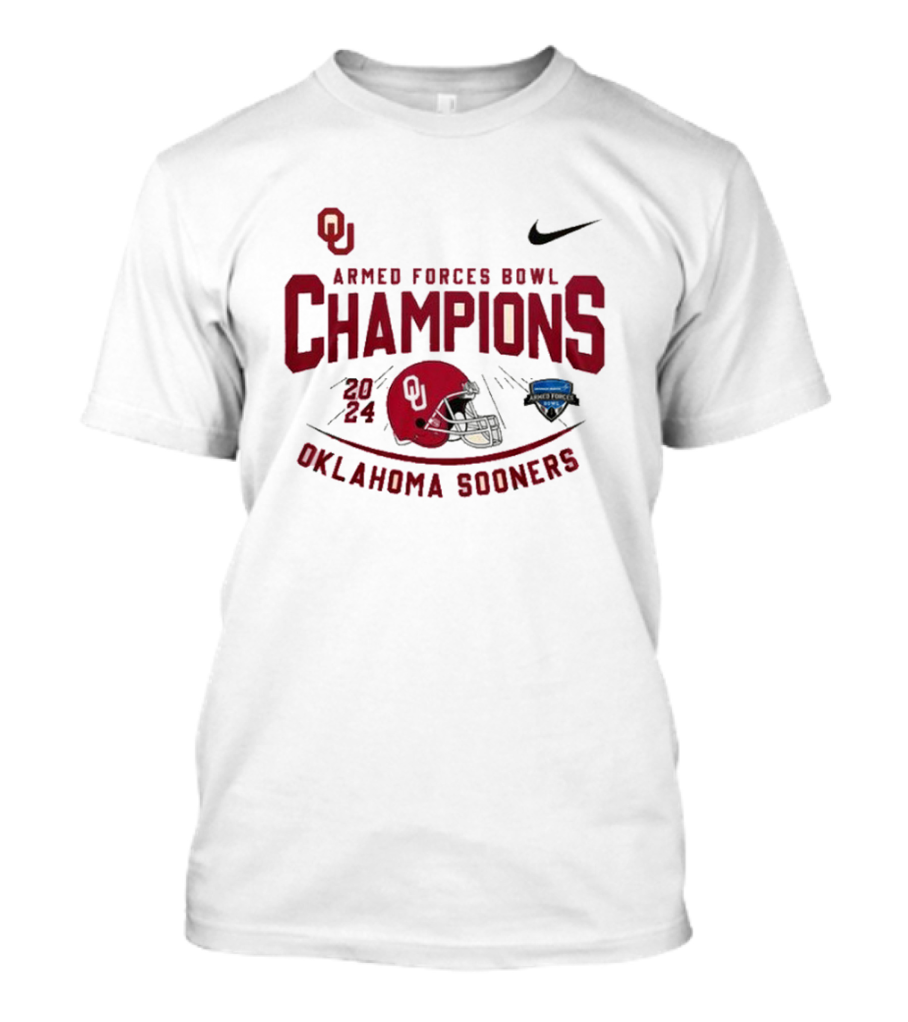 Oklahoma Sooners Armed Forces Bowl Champions 2024 Football Helmet Nike Logo T-Shirt