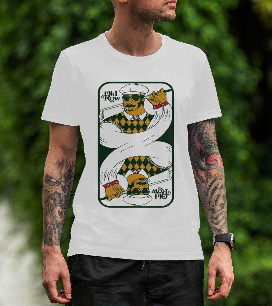 Old Row Golf Playing Card Ace Pipe Pattern T-Shirt
