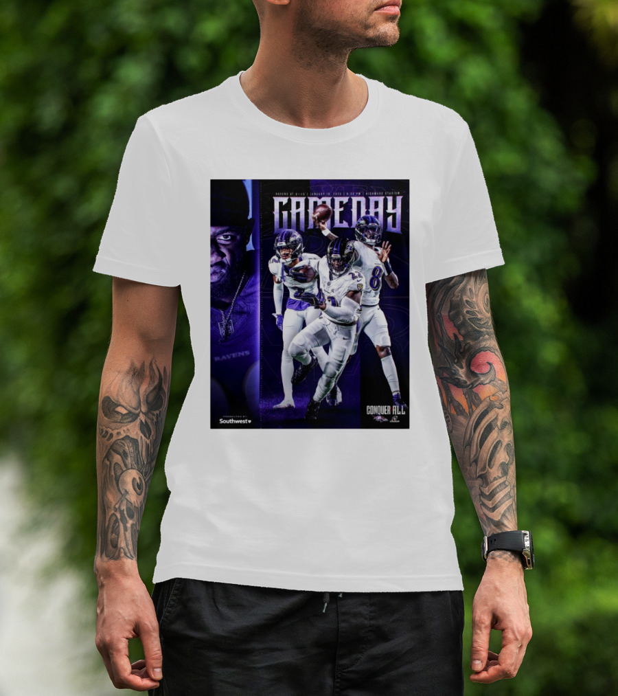 Ravens At Bills January 19 2025 Highmark Stadium Gameday Conquer All NFL Playoffs T-Shirt