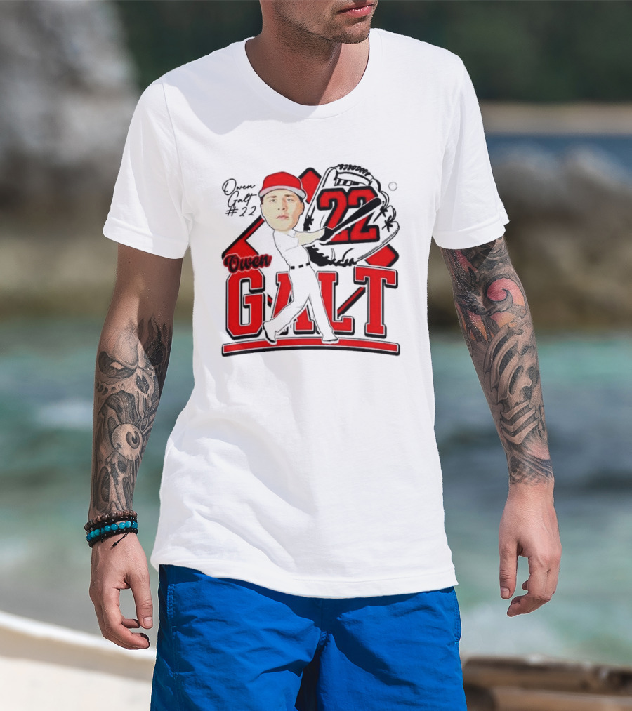 Owen Galt 22 Louisiana Ragin Cajuns Baseball Player Caricature T-Shirt