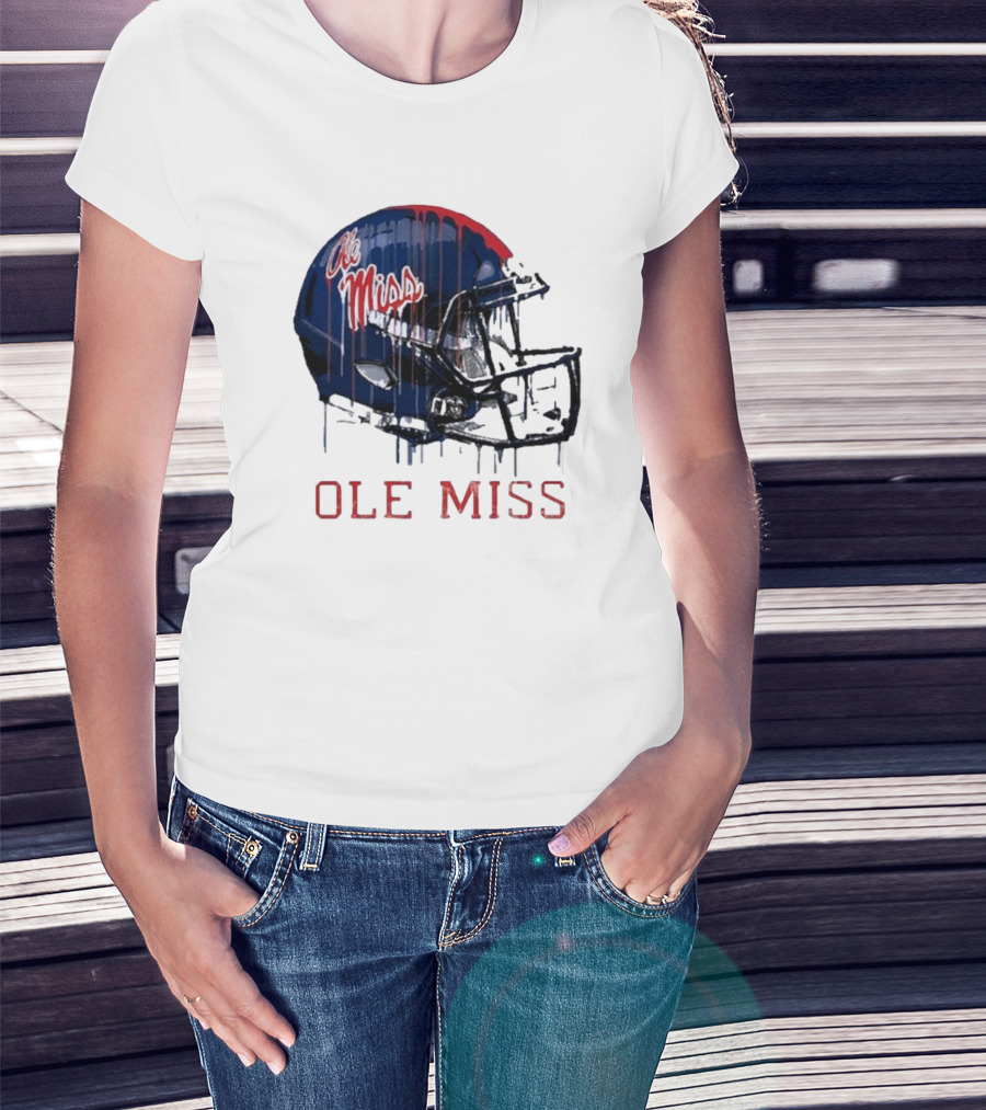 Ole Miss Dripping Football Helmet T-Shirt