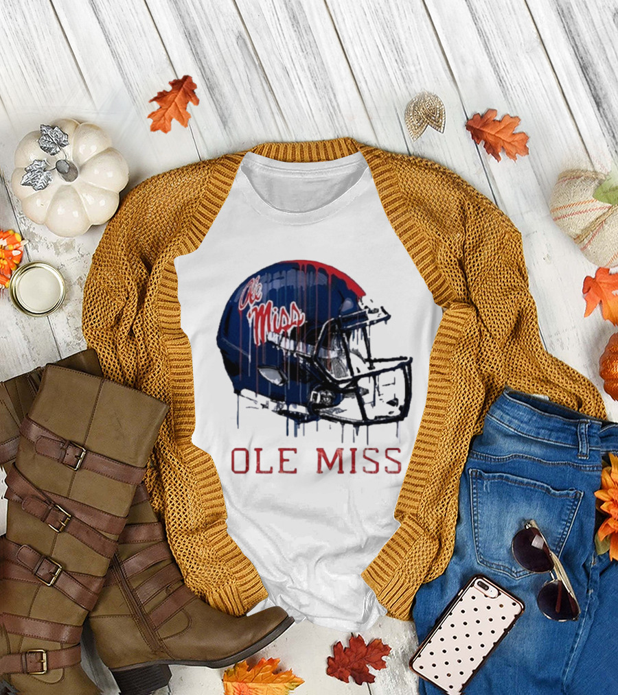 Ole Miss Dripping Football Helmet T-Shirt