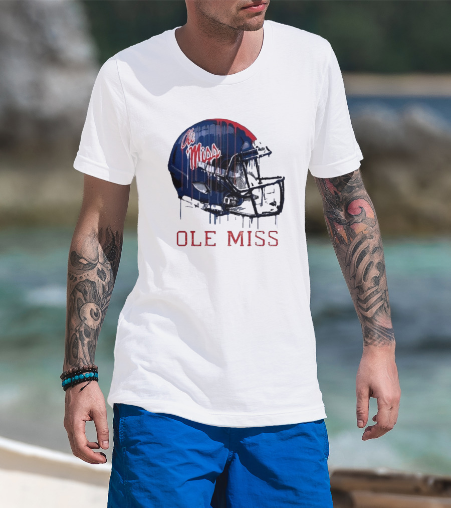 Ole Miss Dripping Football Helmet T-Shirt