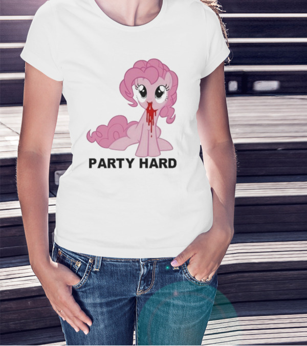 Party Hard Pony Creepy Pink Character Emo Aesthetic T-Shirt