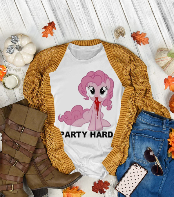 Party Hard Pony Creepy Pink Character Emo Aesthetic T-Shirt