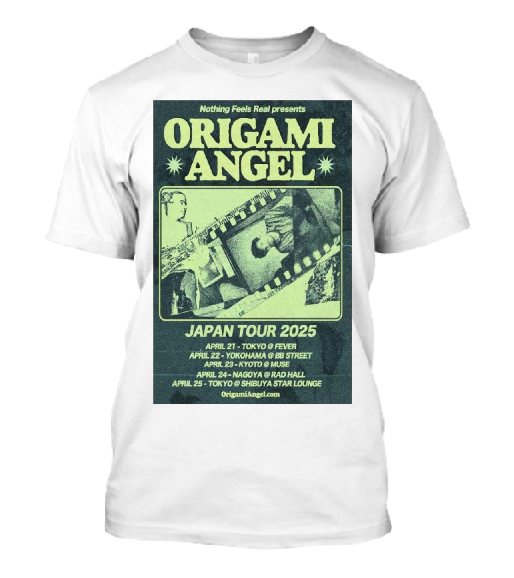 Origami Angel Nothing Feels Real Japan Tour 2025 Tokyo Nagoya Kyoto Yokohama Shibuya T-Shirt