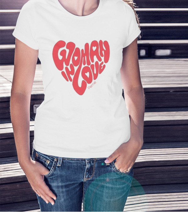 Perrie Woman In Love Heart-Shaped Typography T-Shirt
