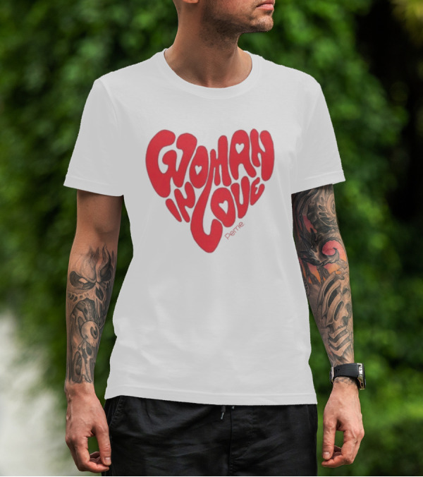 Perrie Woman In Love Heart-Shaped Typography T-Shirt