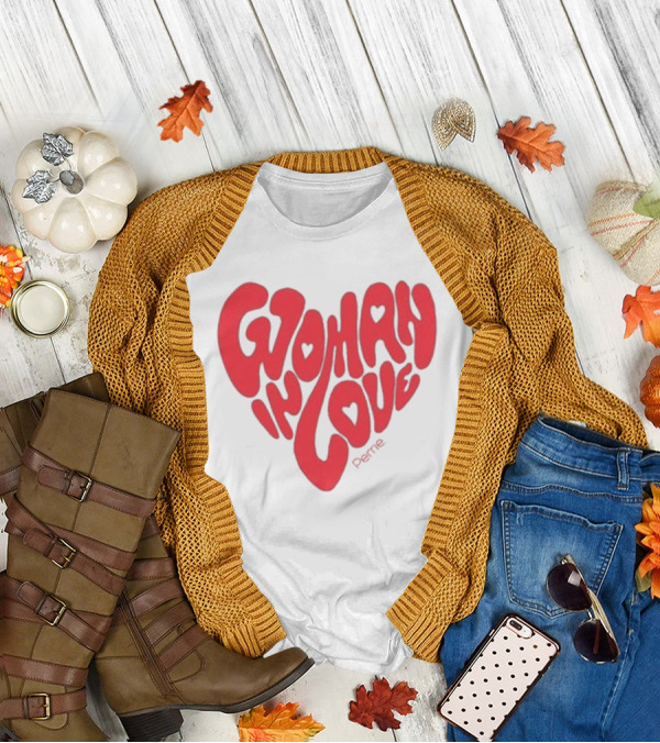 Perrie Woman In Love Heart-Shaped Typography T-Shirt