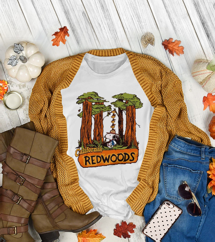 California Redwoods Snoopy Peanuts Camping Adventure T-Shirt
