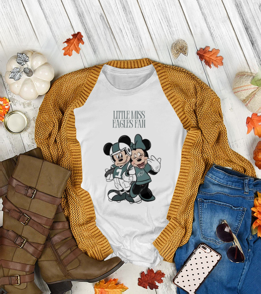 Philadelphia Eagles Mickey and Minnie Little Liss Eagles Fan T-Shirt