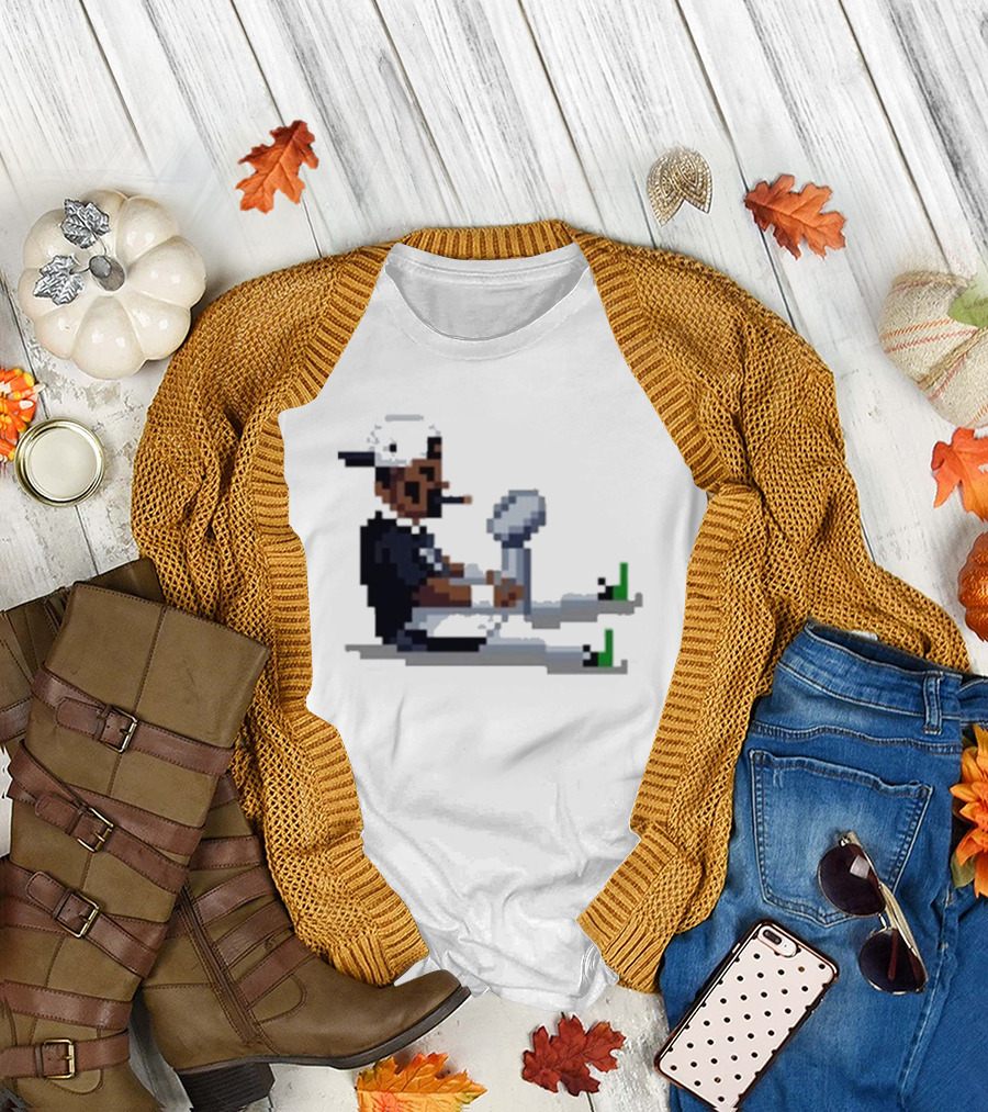Pixel Pigkin Jalen Champs 2025 Smoking Pixel Art Character with Trophy T-Shirt