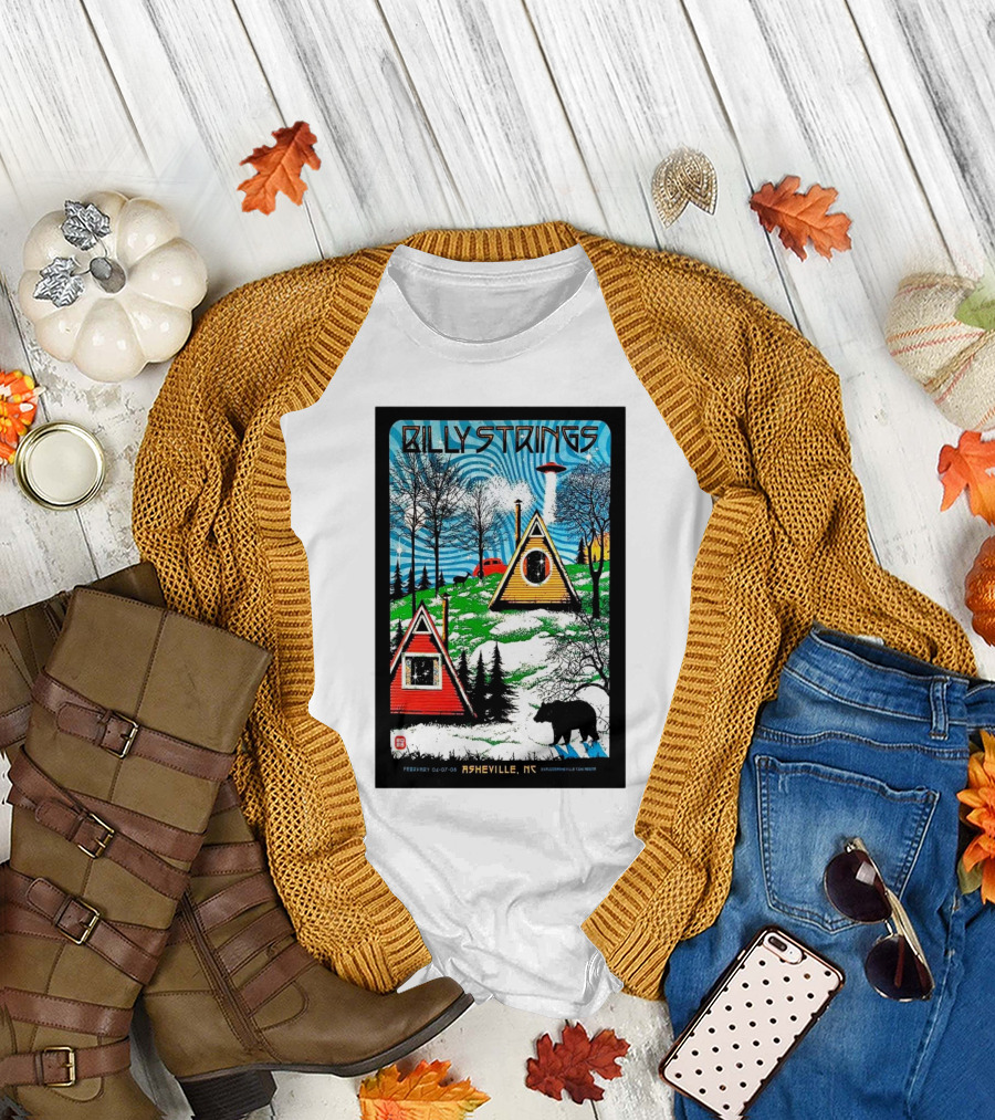 Billy Strings Feb 6-8 2025 ExploreAsheville.com Arena NC Cabin UFO Bear Forest T-Shirt