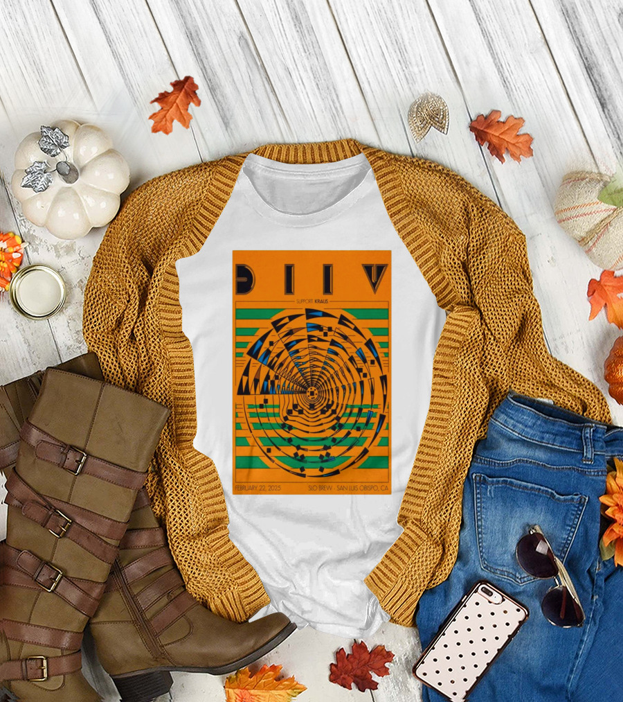 DIIV February 22 2025 SLO Brew San Luis Obispo CA Support Kraus T-Shirt