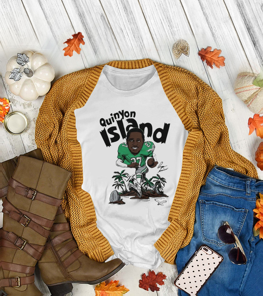 Quinyon Island Philadelphia Eagles NFL Caricature Player Signature 27 T-Shirt