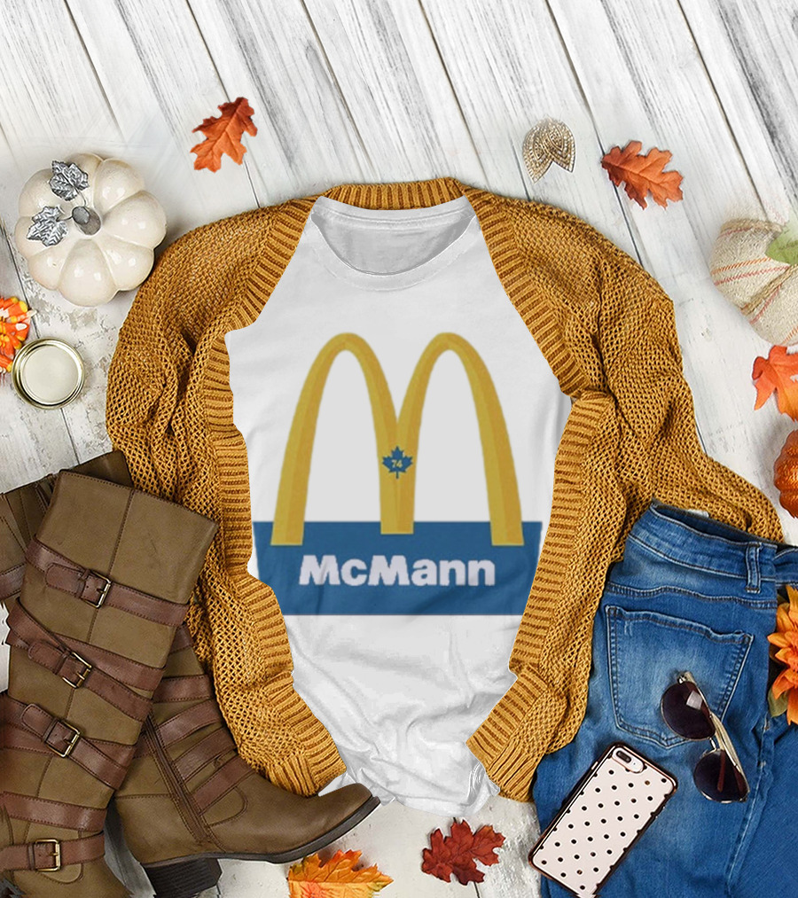 McMann 74 Maple Leaf Blue and Yellow Arches T-Shirt