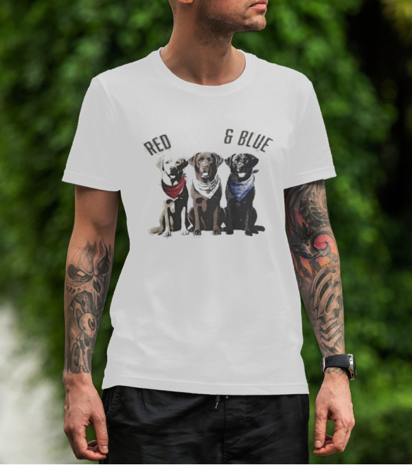 Red White And Blue Dogs Bandana Trio T-Shirt