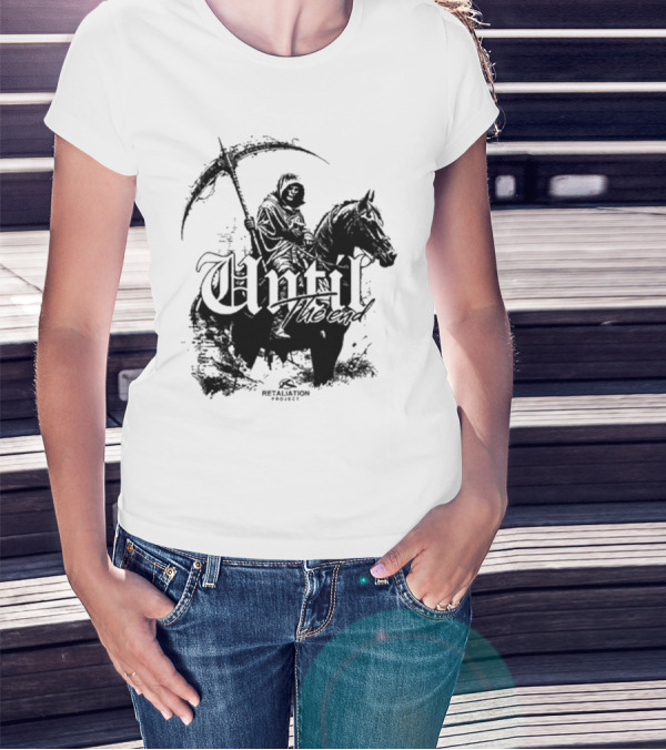 Retaliation Project Until The End Eternal Distressed Skull Design T-Shirt