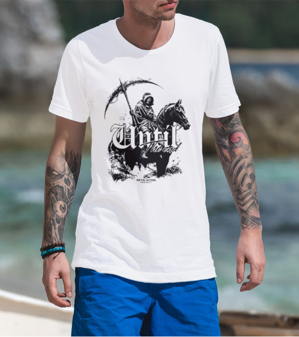 Retaliation Project Until The End Eternal Distressed Skull Design T-Shirt
