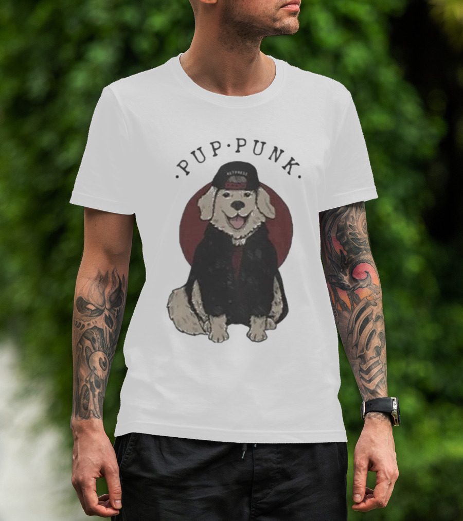 Pup Punk Funny Dog Hat Trick Adorable Canine Style T-Shirt